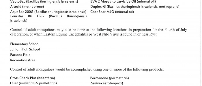 Public Notice Town of Rye Mosquito Control